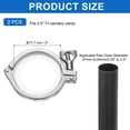thumbnail image 2 of Uxcell Tri Sanitary Clamp Single Pin, 2Set Heavy Duty 304 Stainless Steel Clamp Sanitary Fittings with Wing Nut Silicone Gasket for Ferrule TC Tube OD 2.5", Silver, 2 of 7