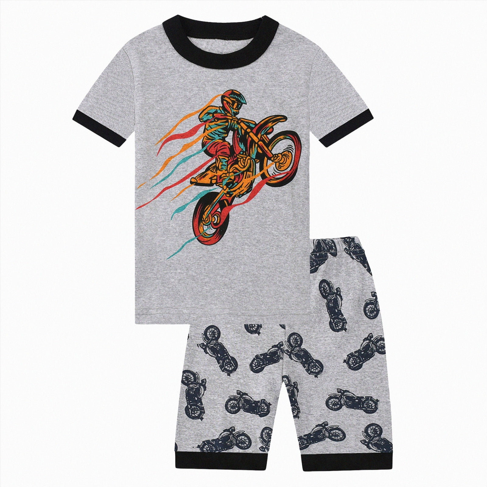 Wonitaaizi Little Boys 2 Piece Short Pajamas Sleepwear Toddler Pjs Summer Kids Clothes (3-4 Years Grey)