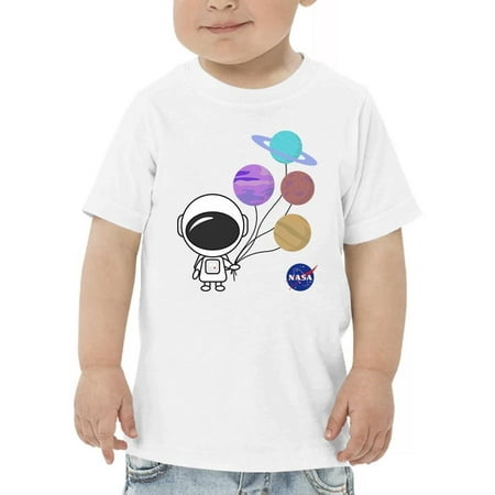 

NASA Toddlers Graphic Tee - Little Astronaut W Balloons - Regular Fit 100% Cotton