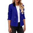 thumbnail image 6 of Xdegoge Womens Double Breasted Blazer Jacket Contrast Lapel Collar Long Sleeve Suit Coat with Buttons Office Business Casual Workwear Professional Outerwear, 6 of 7