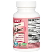 CATALO Vegetarian Calcium Formula, Prenatal Algae Calcium with Acerola Vitamin C, 60 Vegetarian Tablets