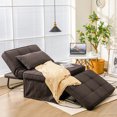 thumbnail image 3 of Gymax Canapé Convertible 4 en 1 Convertible Pouf Pliant Marron, 3 of 10