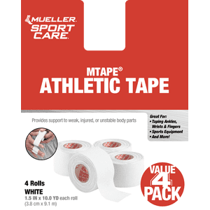 Mueller MTape Athletic Tape, 4-Pack White, 10 Yards