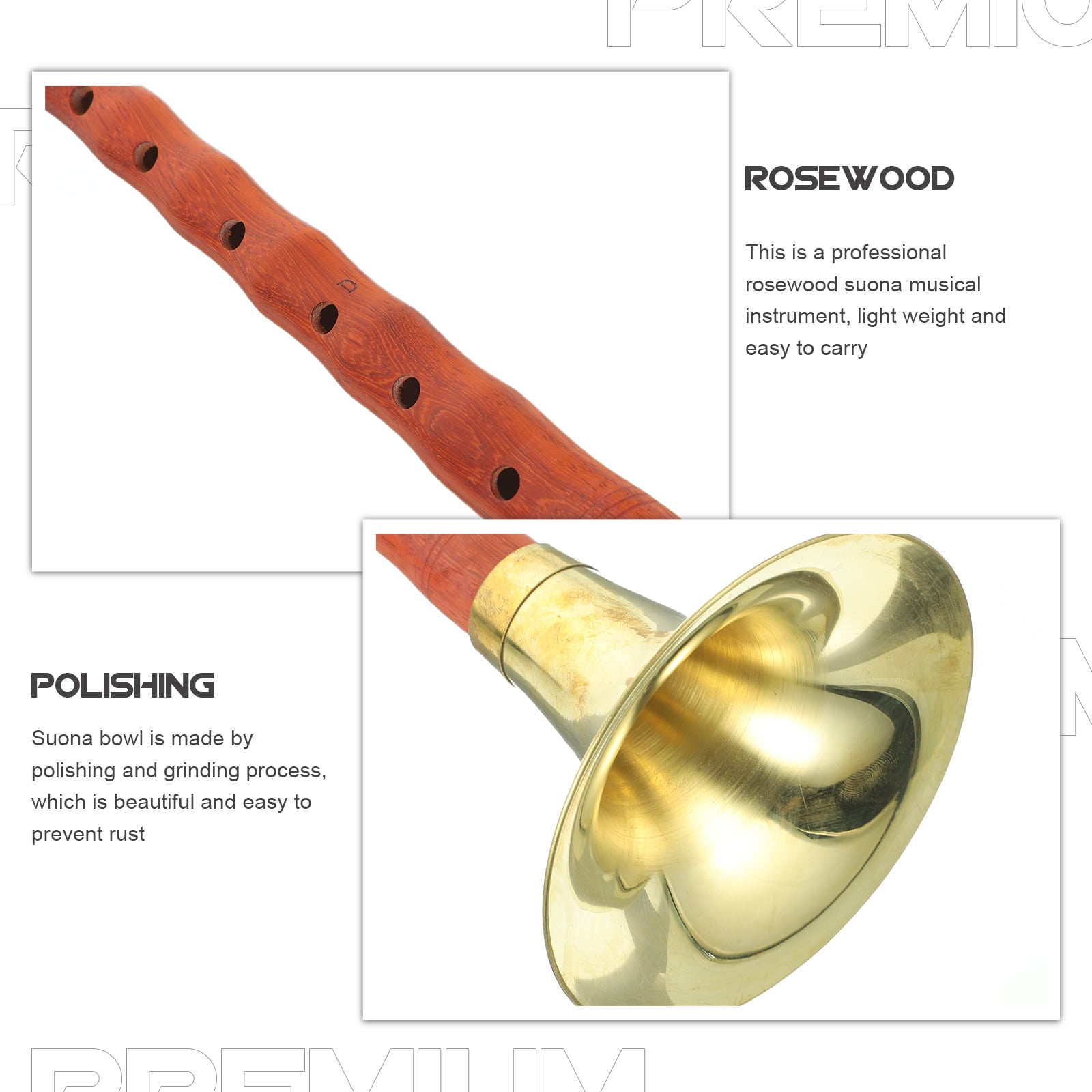 GOOHOCHY Folk Wind Musical Instrument Assorted Color Suona 1 Set 14.2x3.7x3.7in