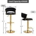 thumbnail image 2 of UIXE Adjustable Bar Stools Set of 4 Modern High Back Swivel Barstool for Kitchen Counter Square Island, Velvet Black, 2 of 5