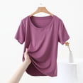 thumbnail image 5 of Htigea Womens Knit Tops 2025 Spring Summer V Neck Shirts Casual Trendy Women's Blouses Basic Tee Sale Purple,XL, 5 of 6