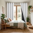 thumbnail image 4 of Hiasan 100% Blackout Curtains with Tiebacks, Room Darkening Privacy Grommet Top Window Curtains for Bedroom & Living Room, Greyish White, 52"W x 45"L, Set of 2, 4 of 10