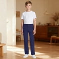 thumbnail image 2 of LILIYA Girls Boys School Uniform Pants Elastic Zipper Style Adjustable Waist Dress Pants with Pockets Straight Leg Trousers for Kids & Youth, 2 of 8