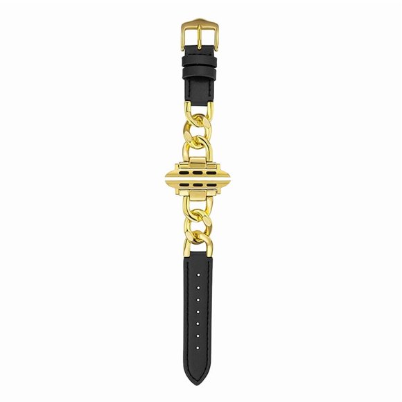 XIHAMA Leather Watch Band Compatible with Apple Watch Band 41mm 40mm 38mm 49mm 45mm 44mm 42mm for Women, Fancy Leather Watch Band + Stainless Steel Denim Chain Bracelet for iWatch 9/8/7/6/5/4/3/2/1