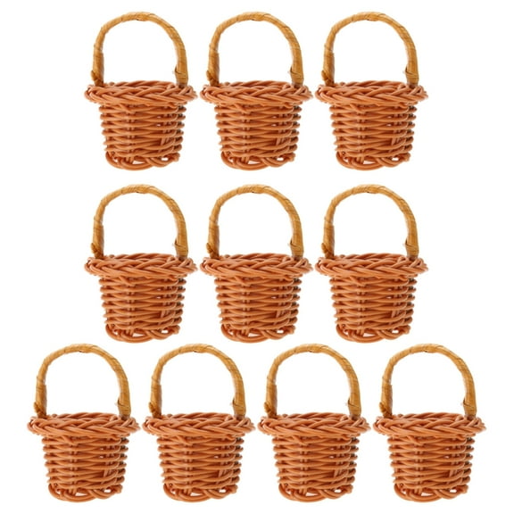 NANMELX Set of 10 Small Flowers Baskets Miniature Mini Wovens Baskets Decorations with Handle DIY Craft Supplies Adorment