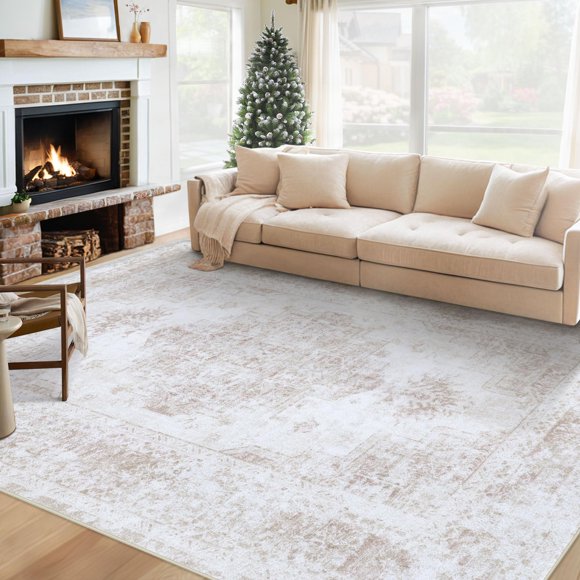Alfombra vintage XLUEZ con forma de medallón envejecido, 180 x 270 cm, color beige