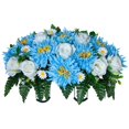 thumbnail image 2 of Outdoor Cemetery Flower Arrangement - Large Silk Rose Headstone Saddle, Fade-Resistant Grave Decor for Tombstones - Beautiful Memorial Flowers That Never Wilt, 2 of 5
