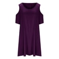 thumbnail image 1 of Yuyuzo Robes pour Femmes Grande Taille à Épaules Dénudées à Manches Courtes Col Ras du Cou Robe Mini Robe T-Shirt Décontractée avec Poches, 1 of 5