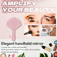 thumbnail image 5 of RAGUPEL Hand Mirrors with Handle,Scallop Mirror 7.9"*4.9"*0.8" Handheld Mirror with Handle,Aluminum Mirror Hand Mirrors with Handle,Pink, 5 of 7