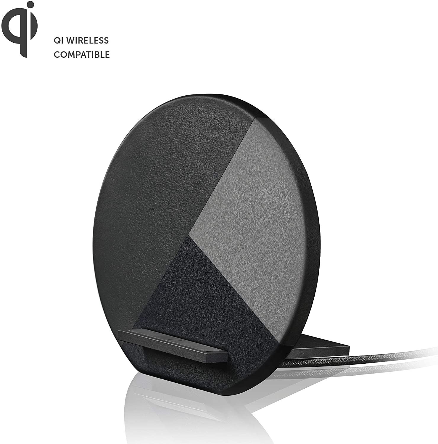 Native Union Dock Marquetry Wireless Charger – Genuine Italian Leather High Speed [Qi Certified] 10W Versatile Fast Wireless Charging Stand - Compatible with iPhone 11/11 Pro/11 Pro Max/XS (Slate) - image 1 of 7