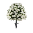 thumbnail image 3 of Arbustos de vegetación artificial con estacas decorativas, rosas artificiales para jardín al aire libre. Blanco, 3 of 7