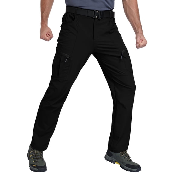Mens Hiking Pants Lightweight Nylon Stretch Cargo Work Pants for Men Waterproof with Pockets