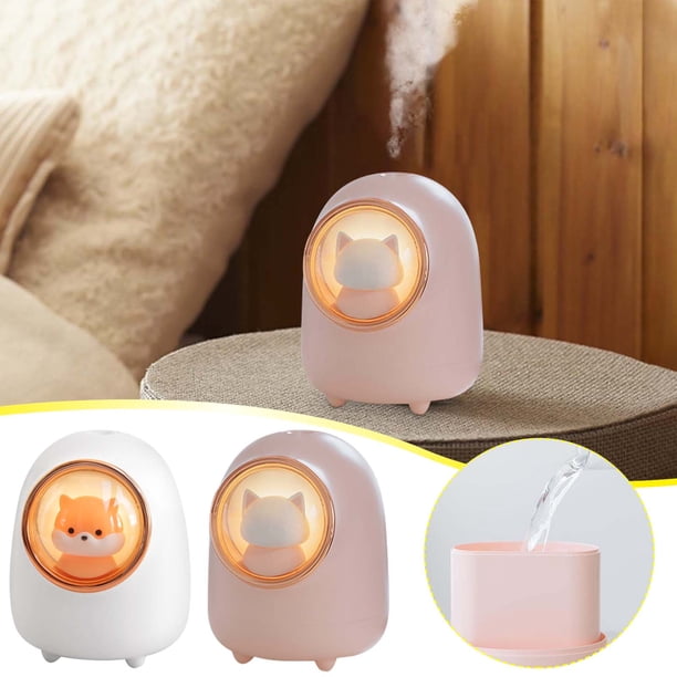 Mini humidificador de sobremesa con luz nocturna y difusor de aroma - Humidificador portátil USB de 350 ml para dormitorio, oficina o hogar - Funcionamiento silencioso, apagado automático