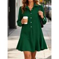 thumbnail image 3 of Long Sleeve Women Casual Button Down Shirt Dress Collared Pleated Swing Mini Dresses, 3 of 6