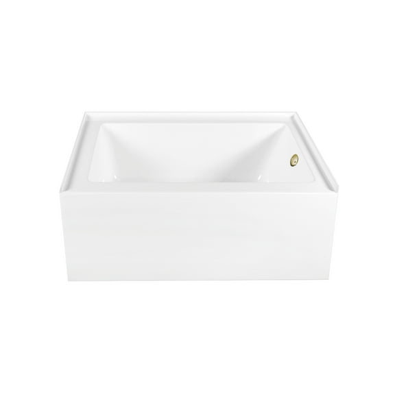 Aqua Eden CVTAP603222R7 60" Acrylic Rectangular 3-Wall Alcove Tub, Right Hand Drain, Glossy White/Brushed Brass