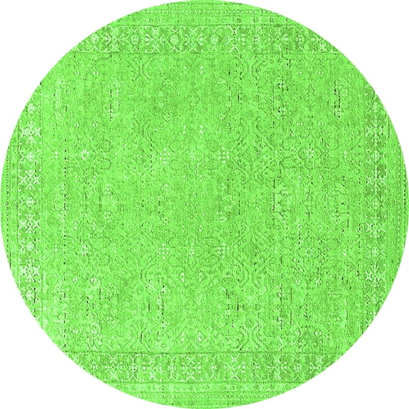 Ahgly Company Indoor Round Oriental Green Industrial Area Rugs, 8' Round