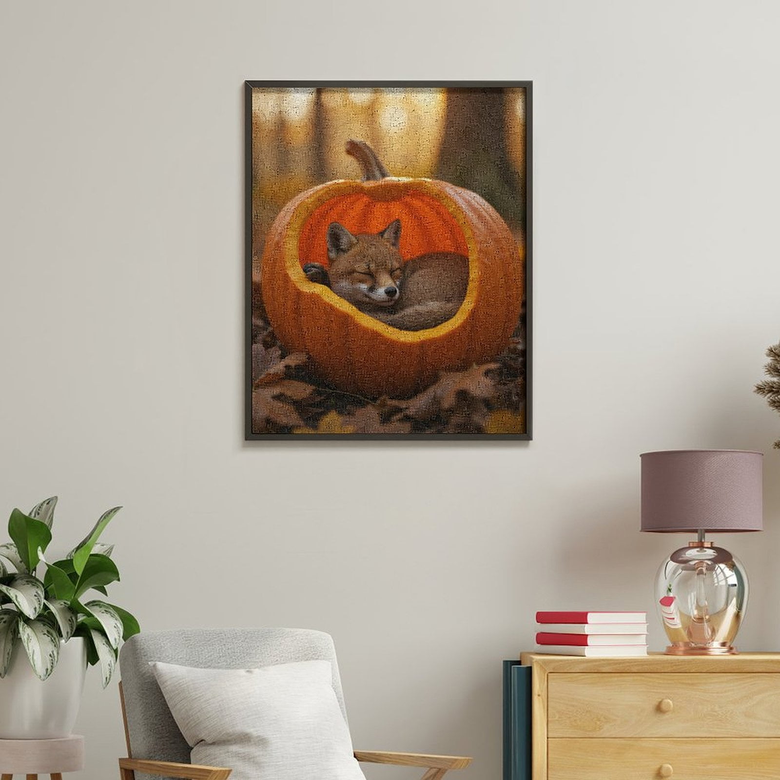 Paint by Numbers Kit for Adults, Cozy Fox In Autumn Pumpkin Paint by Numbers, Easy Paint by Numbers Kit for Adults Beginner, DIY Adult Paint by Number Kits on Canvas, Home Decor