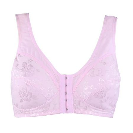 

Knosfe Bras for Women Push Up Front Closure Wireless Bras V Neck Full Coverage Tshirt Bra Pink 90