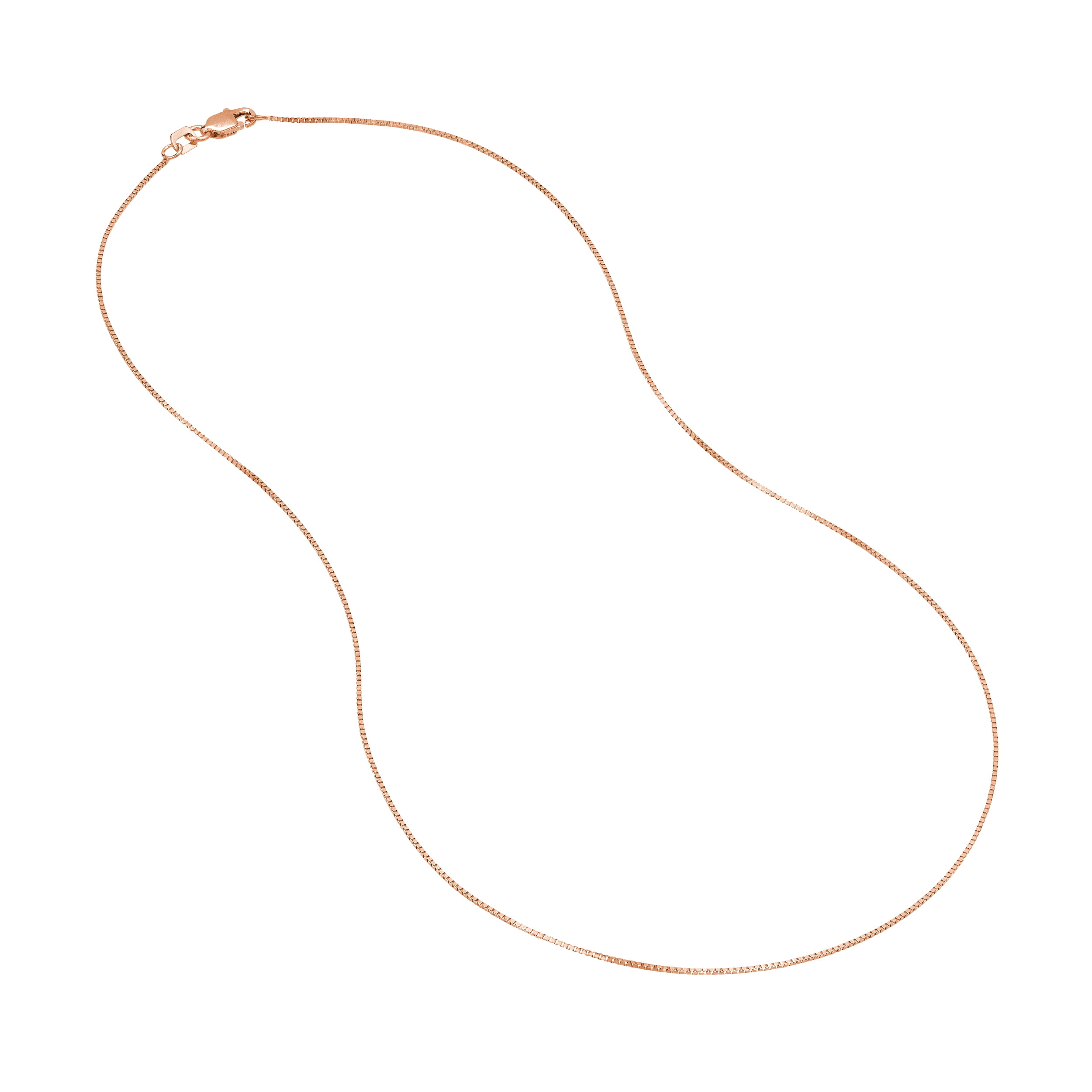 14K Rose Gold Women's 20" 0.66mm Box Chain Necklace with 050 Gauge and Lobster Lock Quality Tag