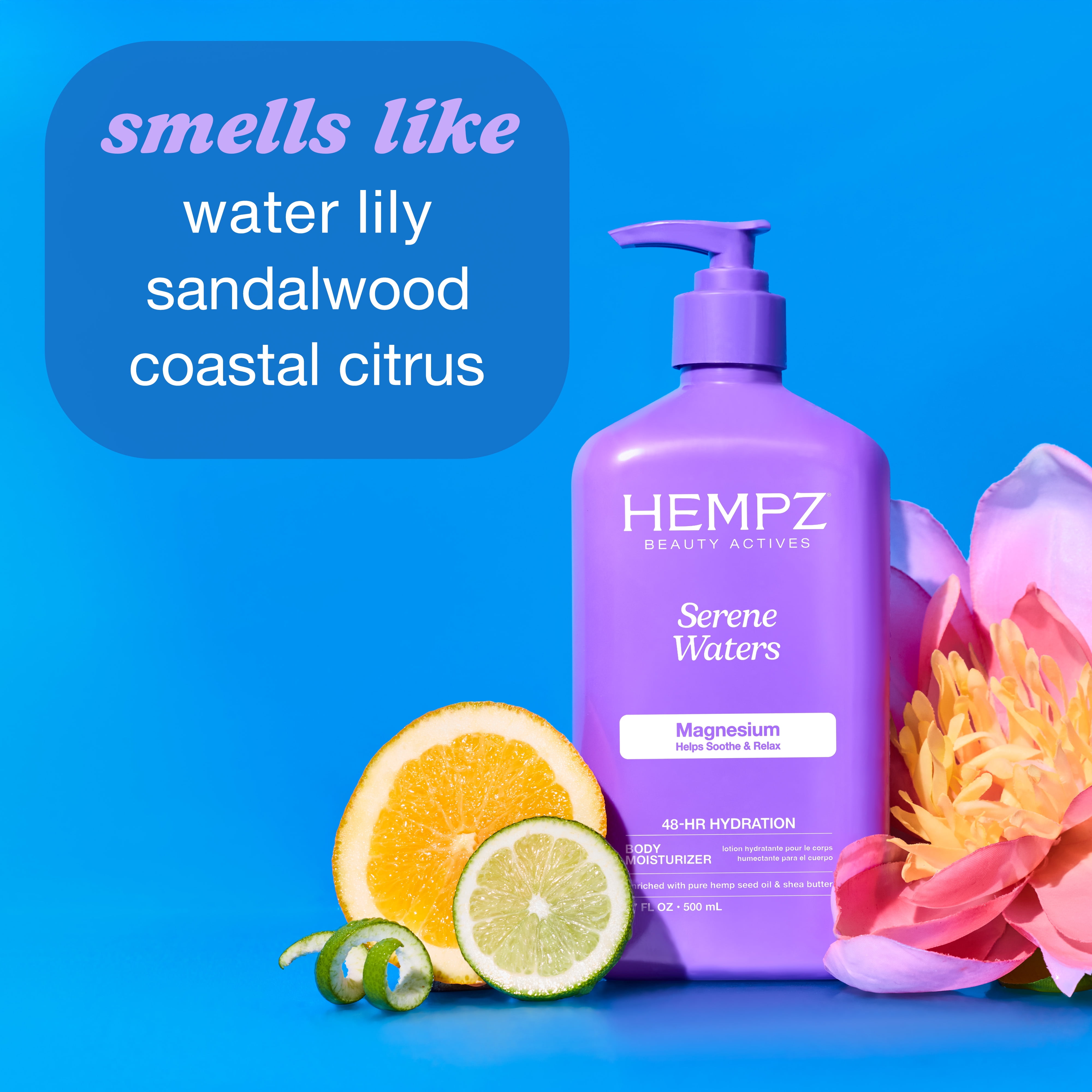 (2 pack) Hempz Beauty Actives Serene Waters Body Moisturizer Lotion with Relaxing Magnesium, 17 fl.oz.