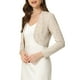 thumbnail image 4 of Chal de tweed INSPIRE CHIC para mujer, cárdigan bolero corto de cuadros L Beige, 4 of 6