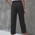 thumbnail image 4 of Idoravan Women's Plus Size Pants Clearance Women Casual Solid Pants With Pocket Comfortable Tie Nine-point Pants, 4 of 9