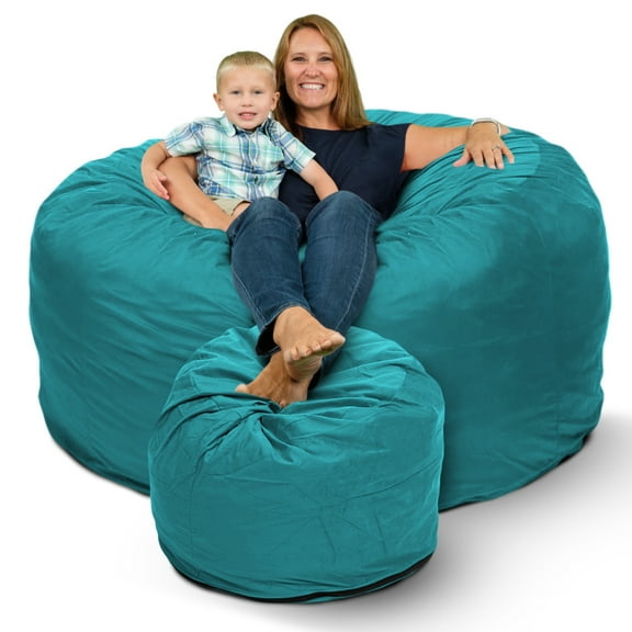 Ultimate Sack Bean Bag Chair w/Foot Stool in Multiple Sizes and Colors: Giant Foam-Filled Furniture - Machine Washable Covers, Double Stitched Seams, Durable Inner Liner.