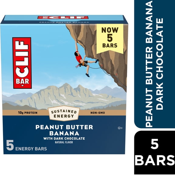 CLIF BAR - Peanut Butter Banana with Dark Chocolate Flavor - Made with Organic Oats - 10g Protein - Non-GMO - Plant Based - Energy Bars - 2.4 oz. (Pack of 2)