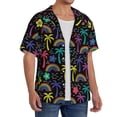 thumbnail image 2 of Gukieu Colorful Palms Print Men's Short-sleeved Shirts, Button-down Pocket Shirts, T-shirts, Beach Vacation Travel Summer Clothing-Large, 2 of 5