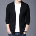 thumbnail image 4 of Akiihool Cardigan Men Long Men's Cardigan Sweaters Stand Collar Basic Designed Long Sleeve Button Down (Black,M), 4 of 5