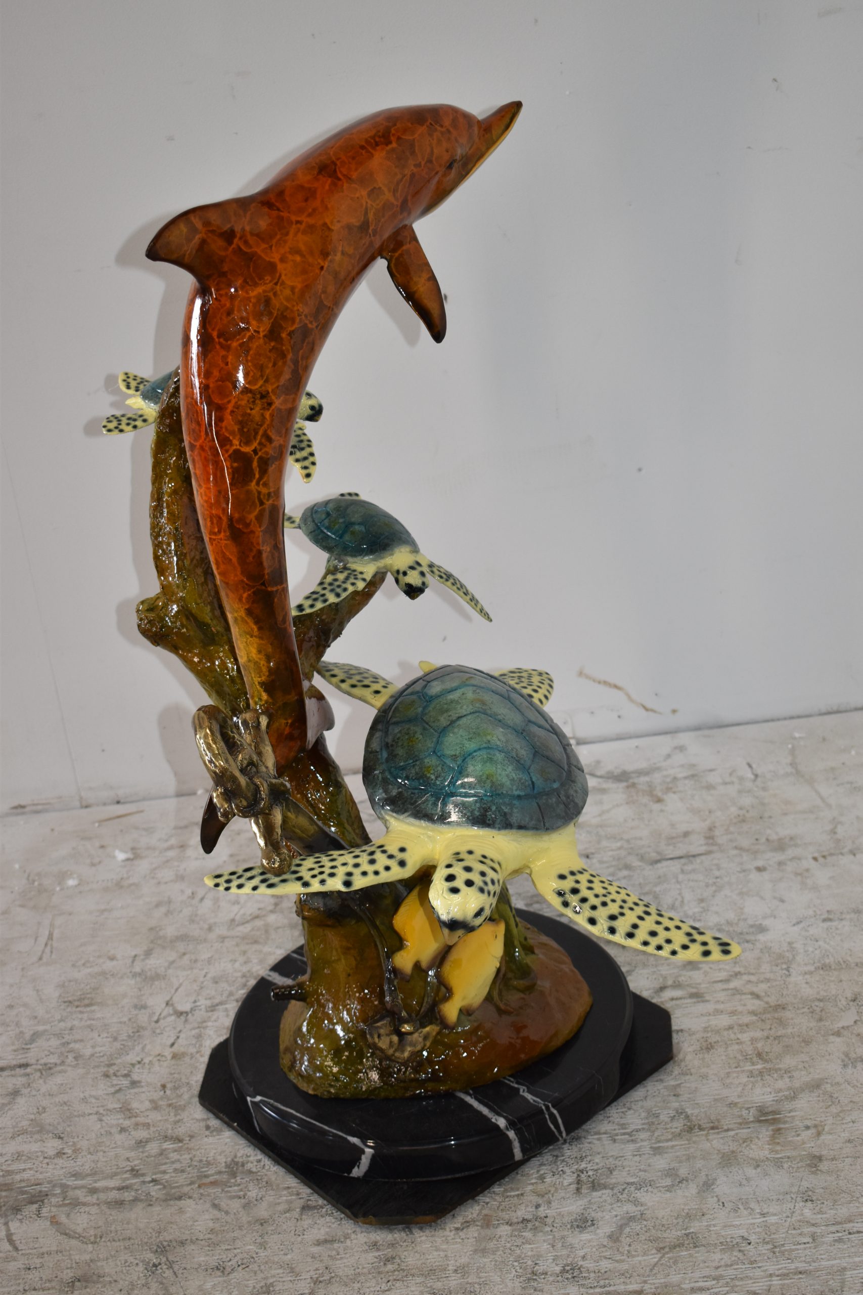 Nifao Dolphin Octopus and Three Turtles Outdoor Fountain Statue, Bronze Garden Water Feature Sculpture for Patio & Yard – Garden Outdoor Decor Sculpture, 28"L x 21"W x 35"H