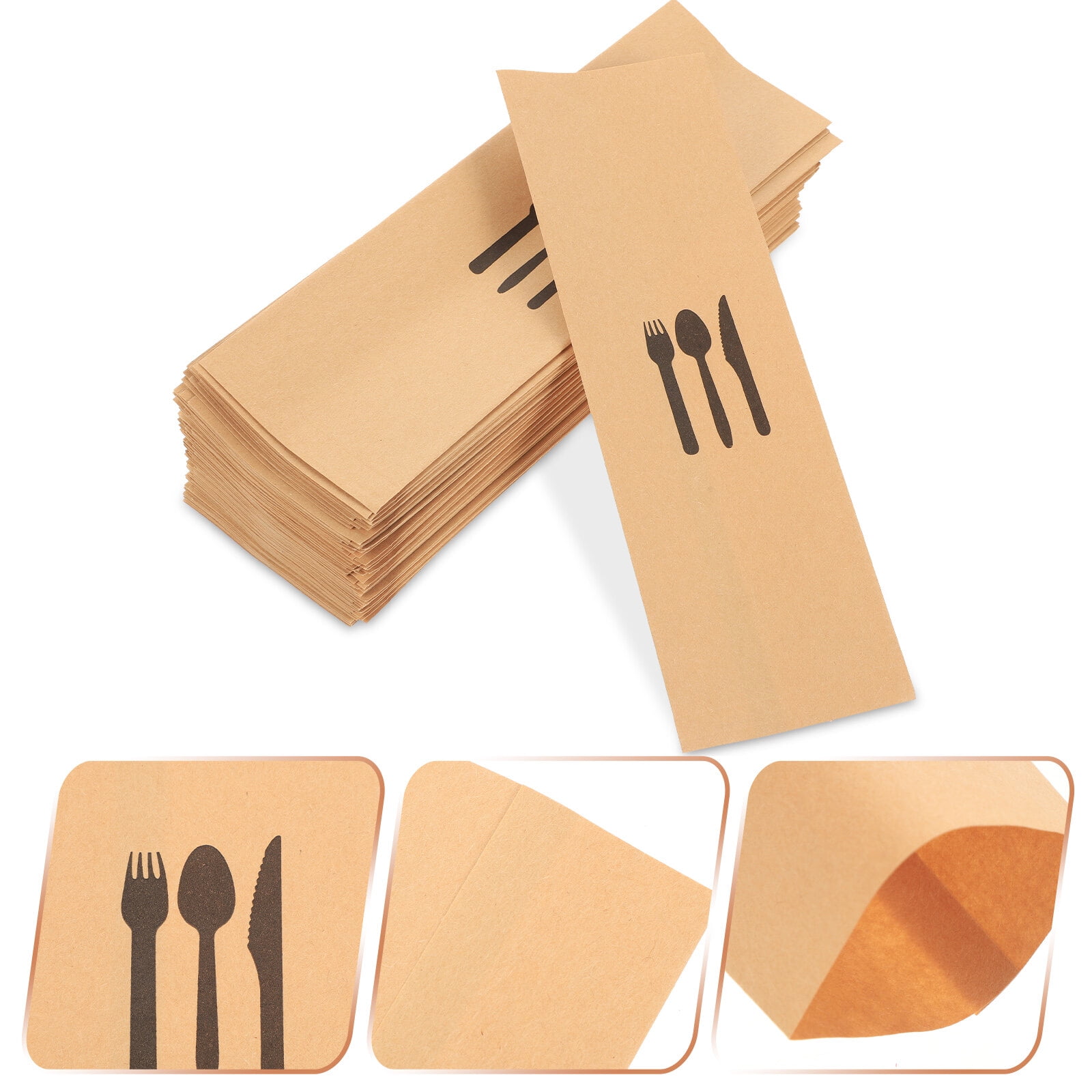 200 Pcs Mr & Mrs Silverware Sleeves - Kraft Paper Utensil Bags For Wedding, Parties