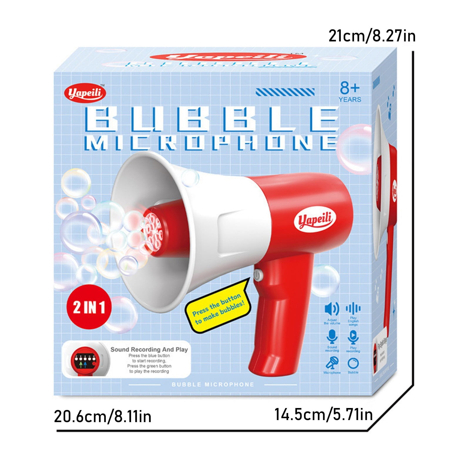 LYINGF Recordable Bubble Machine - Includes 2 Bottles of Solution (100ml Total), Indoor and Outdoor Bubble Blower for Parties and Events, Creates a Festive Atmosphere, Easy-to-Use Bubble Maker