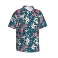 thumbnail image 2 of Daiia Lilies Flowers Hawaiian Shirt for Men Gentle Cotton Regular Short Sleeve Casual-Large, 2 of 9