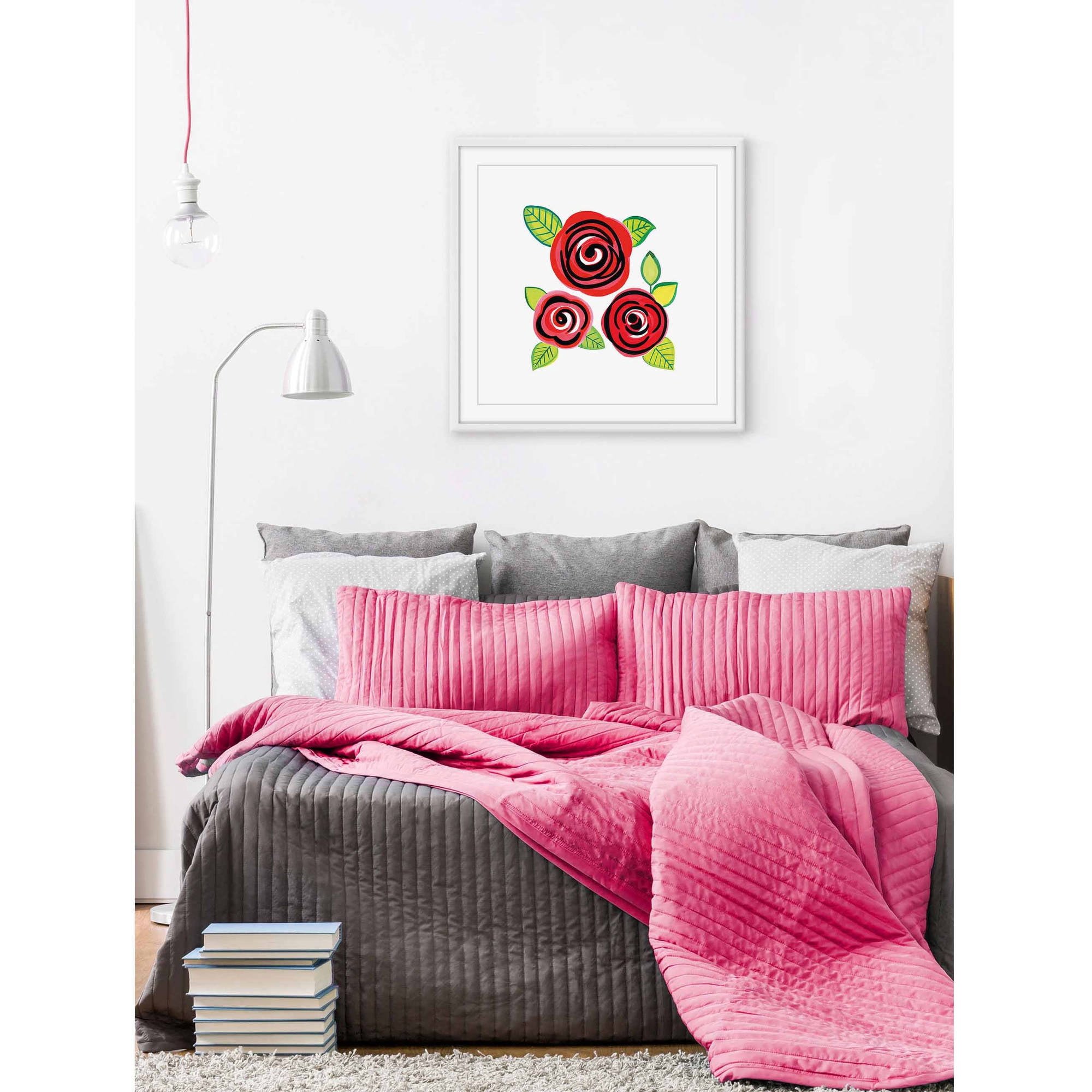 "Triple Red" Framed Painting Print