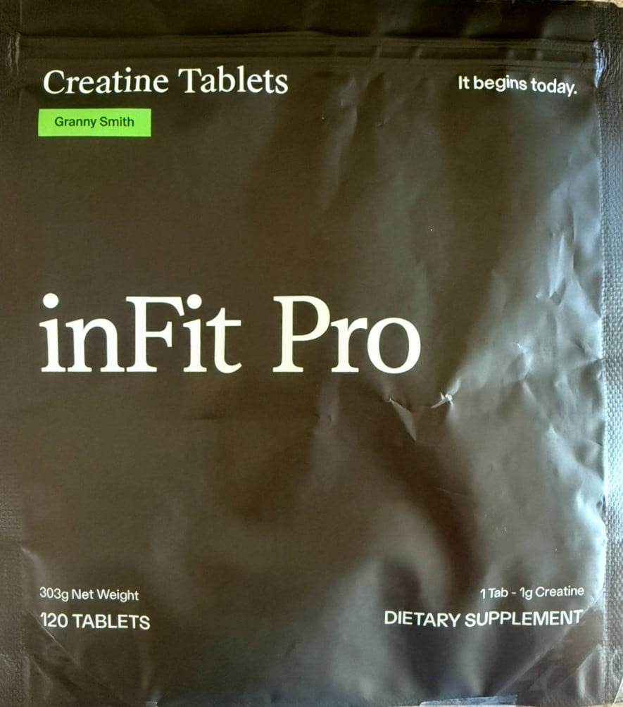 INFIT PRO Creatine Monohydrate Chewable Tablets Sour Apple Flavor GMP Certified 120 Count