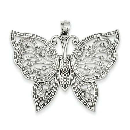14K White Gold Diamond Cut Butterfly Pendant | Walmart Canada