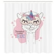 thumbnail image 2 of Ambesonne Funny Shower Curtain, Alpaca with Eyepatch Horn, 69"Wx75"L, Pale Rose Pale Tan Blue, 2 of 4