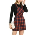 thumbnail image 5 of INSPIRE CHIC Women's Plaid Print Adjustable Strap Casual Suspender Dress XS Red, 5 of 6