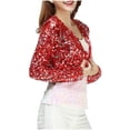 thumbnail image 2 of New Arrivals! Kilaqueen Cropped Cardigan for Women Lightweight Open Front Dressy Sequin Blazer Fashion Collarless Long SLeeve Going Out Party Jacket, 2 of 4