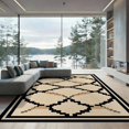 thumbnail image 2 of ODIKA 6'x9' Ultra-Soft Area Rug, Grid Geometric Lattice Neutral Checkered Border Frame Farmhouse None Washable, Bare feet friendly, Silk-Touch for Guest Room, Bedroom, 2 of 7