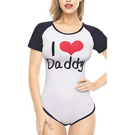 CutiePlusU Cotton Button Crotch Bodysuit Onesie Pajamas Classics Romper - Love Red+Mazarine L