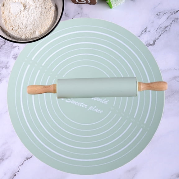 Rolling Pin and Kneading Mat Set, Non-Stick Dough Roller and Food-Grade Baking Mat for Pasta, Bread, and Pizza, Countertop Baking Tools for Home Bakers
