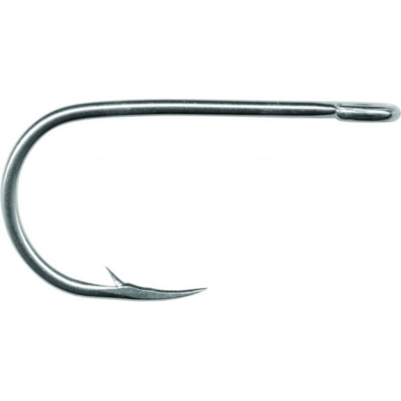 Mustad 95170 Salmon Siwash, 3X Strong, Point Bent In, Open Ring Classic Hook - Stainless - 100 Per Pack