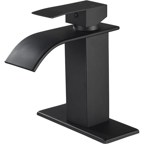 Arcticwind Bathroom Faucet with Waterfall Spout, Matte Black Modern Single Handle Bathroom Faucets,Single Handle Single Hole Bathroom Sink Faucet,RV Vanity Compatible